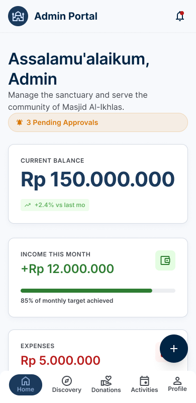 OpenMasjid management dashboard screenshot